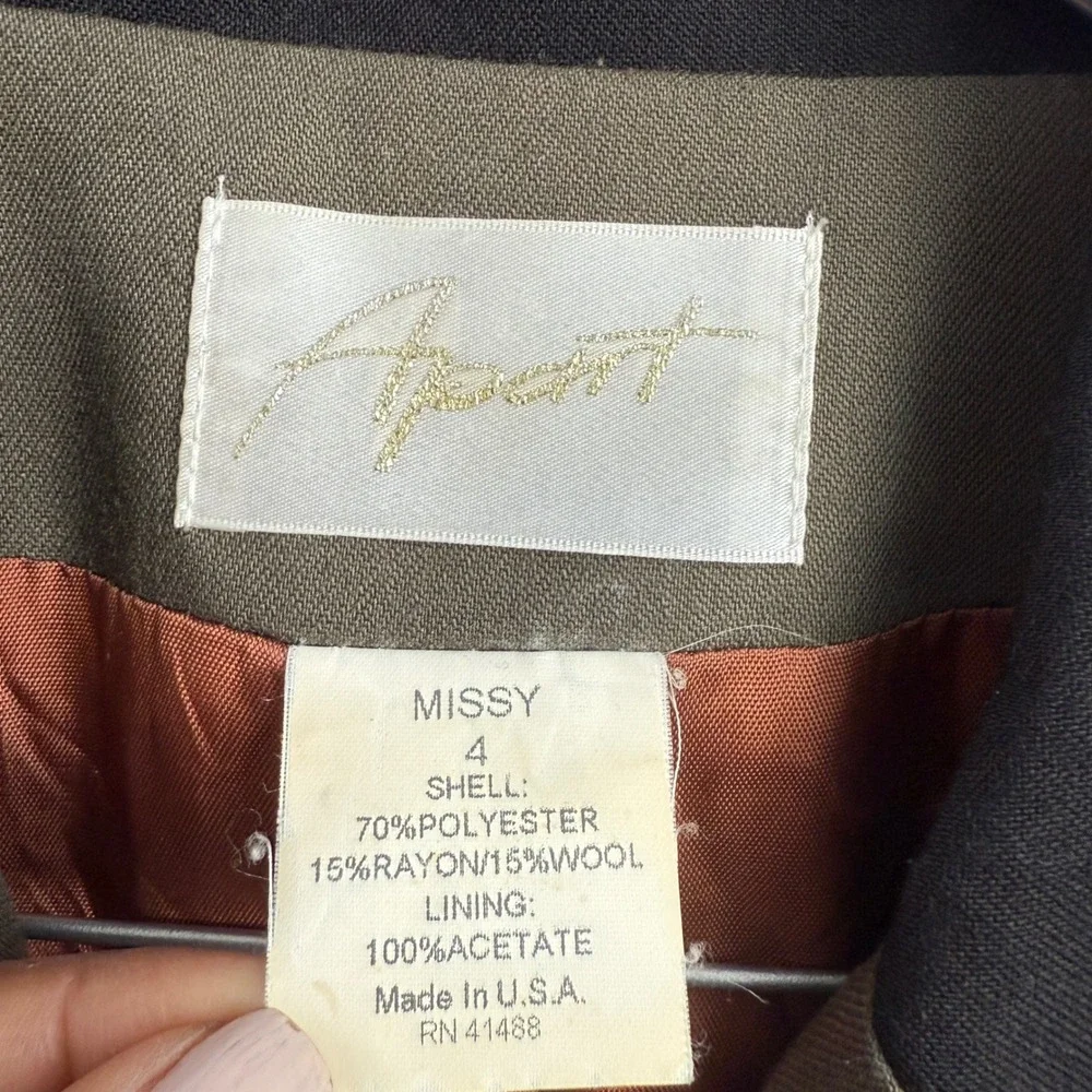 Vintage Albert Nipon‎ Colorblock Blazer - Black, Olive Green, Cream Jacket